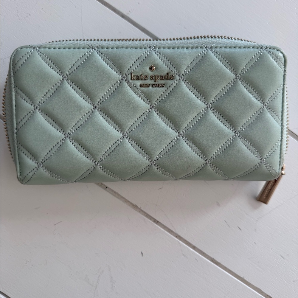 Kate Spade Light Green Quilted Wallet